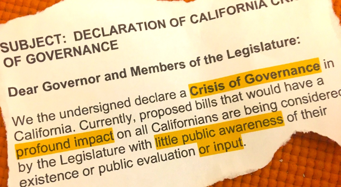 Declaration of California Crisis of Governance